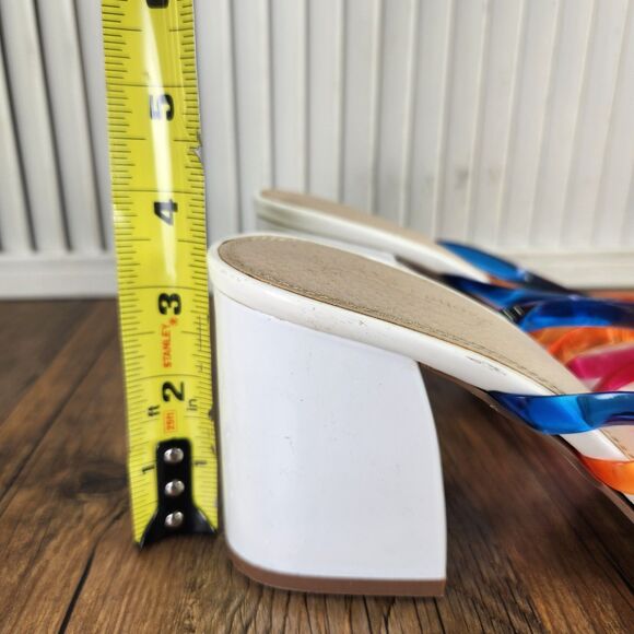 Asos Hanson Womens Sz 9 White Colorful Rainbow Jelly Clear Block Heeled Sandals - Picture 10 of 10